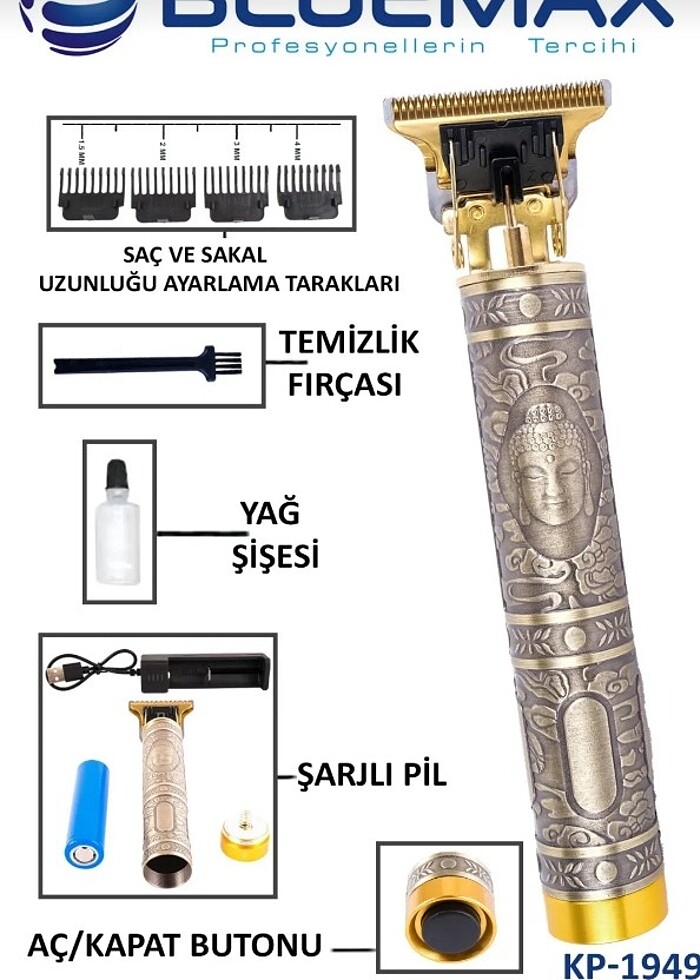 Saç Sakal Vücut Tıraş Makinesi Çizik Atma Sıfır Alır Güçlü Perfo - Görsel 4