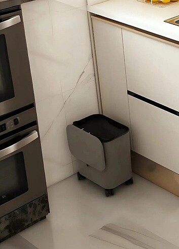 Beden gri Renk 15 Litre Tekerlekli Fonksiyonel Kapaklı Banyo Mutfak Ve Ofis Çöp