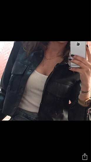 Bershka crop deri ceket