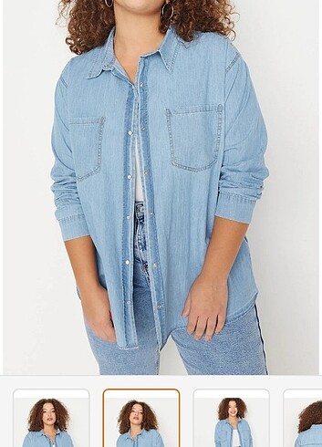 Trendyol Curve Mavi Denim Gömlek