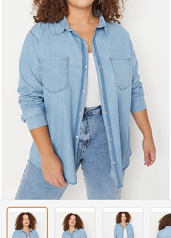 Trendyol & Milla Trendyol Curve Mavi Denim Gömlek