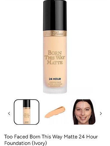  Beden TOO FACED Born This Way Matte - Fondöten Ivory
