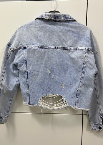 Diğer Düğmeli Mavi Kısa Denim Ceket