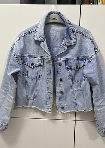 Düğmeli Mavi Kısa Denim Ceket