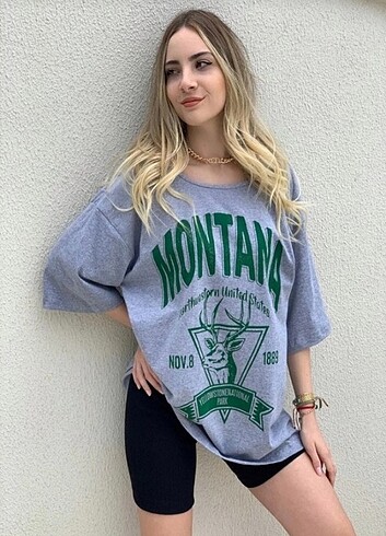 Montana Baskılı Oversize T-shirt