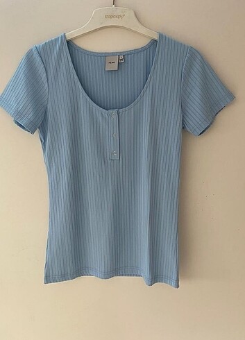 S beden Mavi basic t-shirt