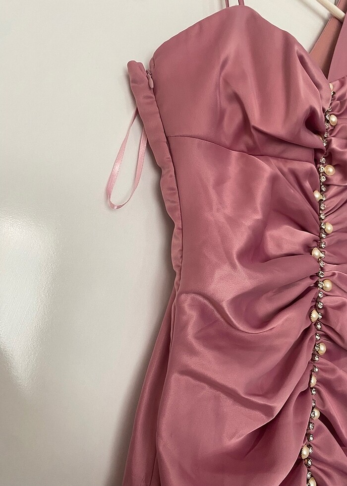 pembe abiye elbise - Görsel 5
