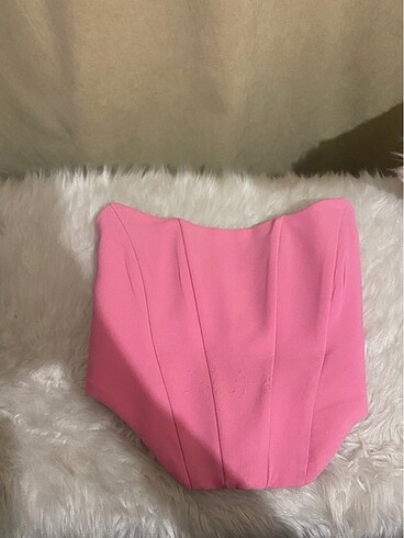 xs Beden pembe Renk trendyolmilla pembe crop korse detaylı dokuma büstiyer