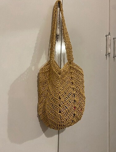 Diğer hasır el örgüsü lale model kol çantası