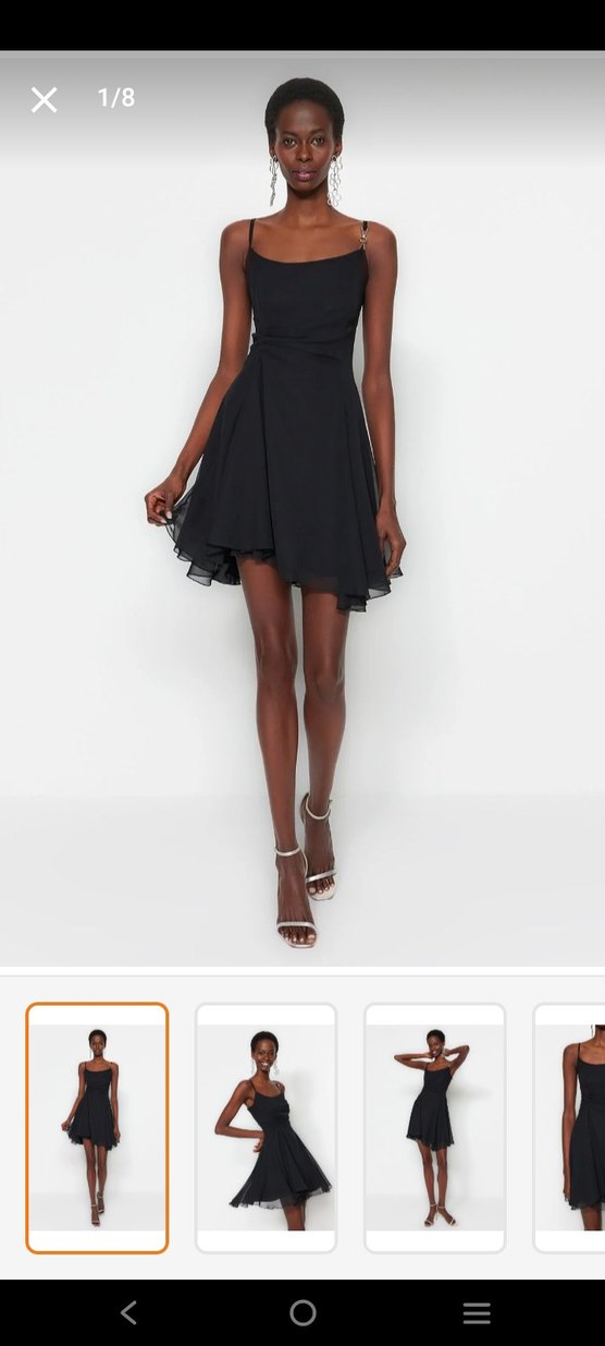 Siyah Drapeli V Yakalı Midi Elbise - Görsel 2