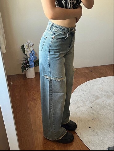 34 Beden mavi Renk Zara Baggy jean