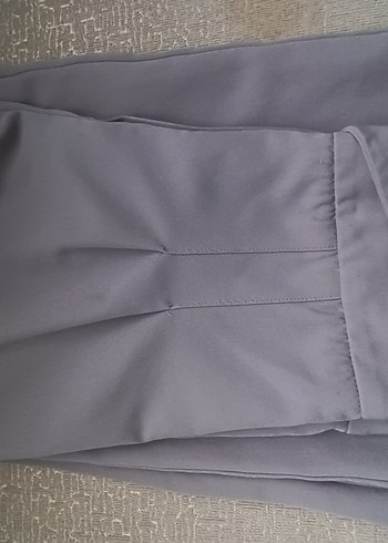 38 Beden gri Renk Gri Düğmeli Kadın Kumaş Pantolon
