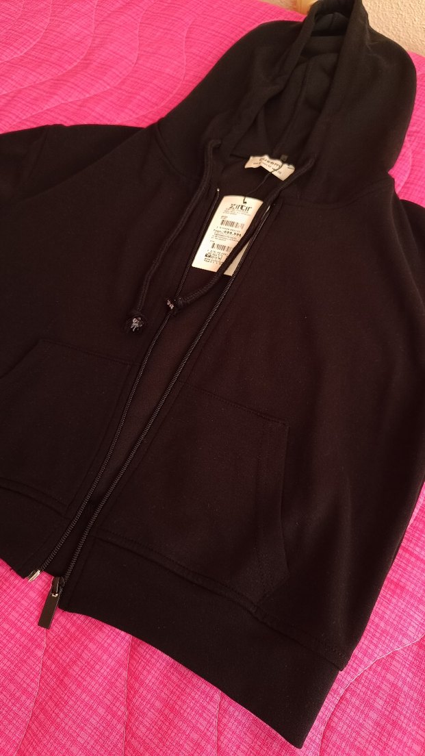 Siyah Fermuarlı Sweatshirt - Görsel 2