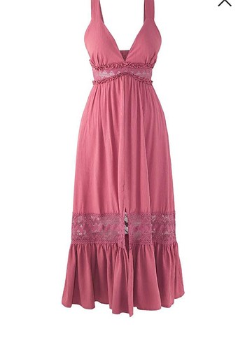 Pembe Bohem Uzun Askılı Elbise - Görsel 2