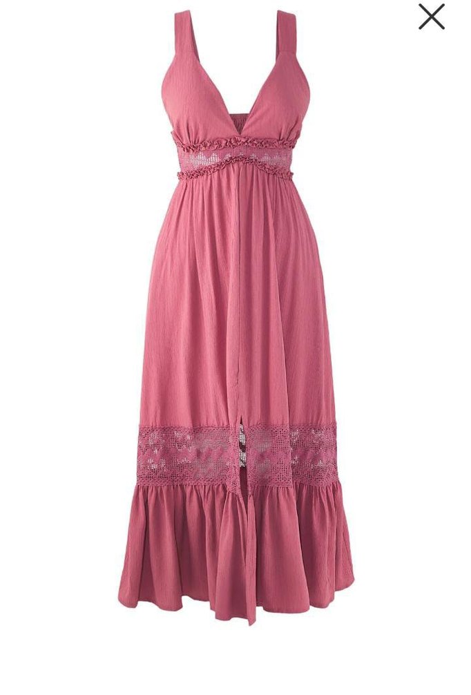 Pembe Bohem Uzun Askılı Elbise - Görsel 2