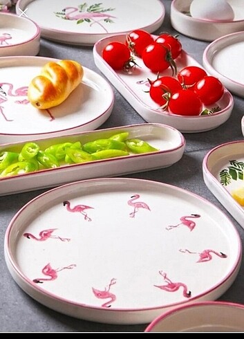 Diğer 6 kişilik kahvaltı takımı flamingo desenli