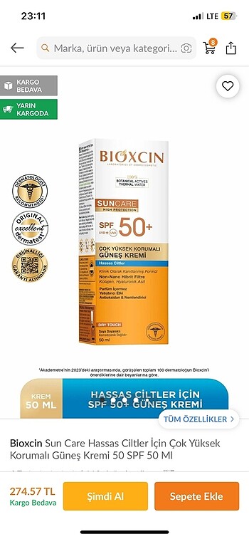  Beden Bioxcin güneş kremi spf 50