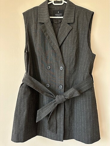 xl Beden gri Renk Kolsuz Blazer