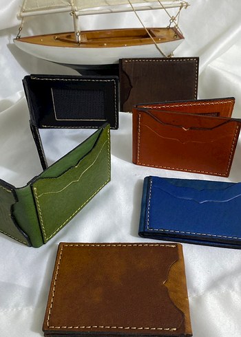 Renkli Deri katlanır kartlık erkek Cüzdanı - Görsel 7