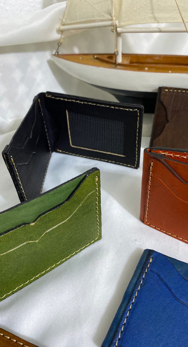 Renkli Deri katlanır kartlık erkek Cüzdanı - Görsel 3