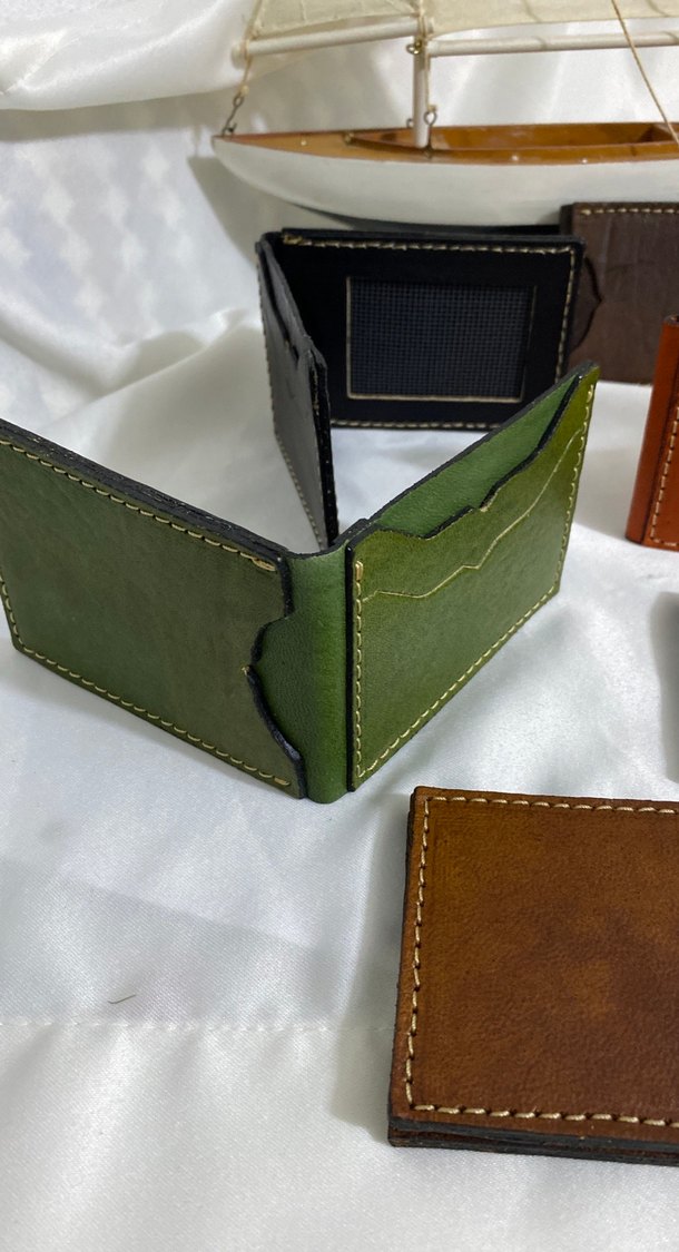 Renkli Deri katlanır kartlık erkek Cüzdanı - Görsel 2