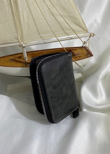 Fermuarlı Süet Kahverengi akordiyon Cüzdanı - Görsel 3