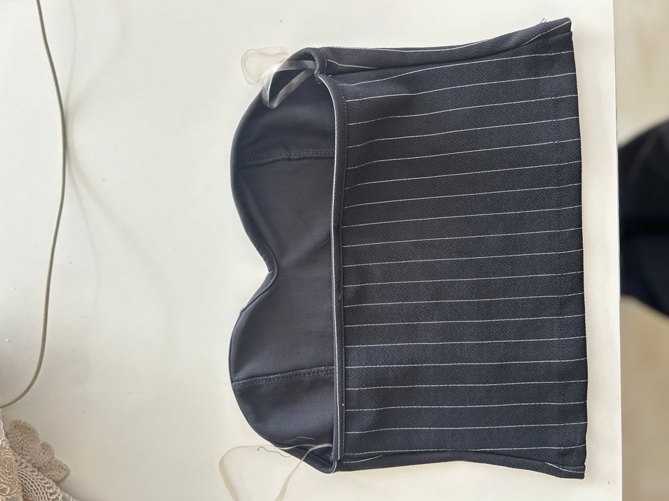 Kadın Siyah Çizgili Piliseli takım Kumaş Pantolon - Görsel 4