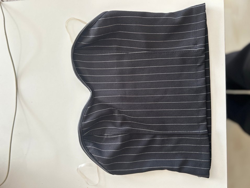 Kadın Siyah Çizgili Piliseli takım Kumaş Pantolon - Görsel 3