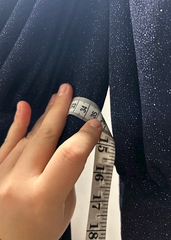 Uzun Kollu lacivert Drapeli V Yaka Elbise - Görsel 7