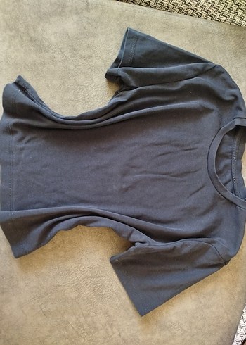 Lacivert bisiklet yaka crop üst