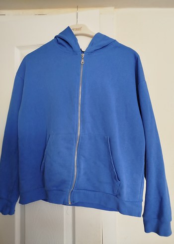 l Beden Mavi Fermuarlı Kadın Sweatshirt
