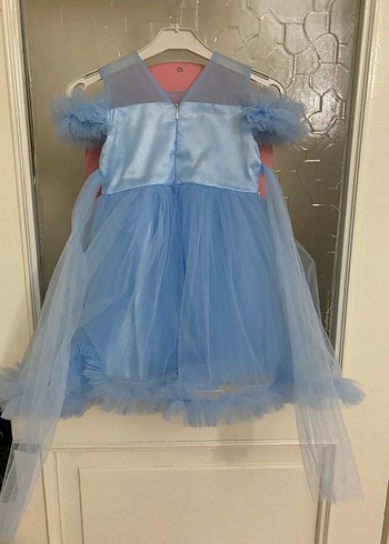 Mavi Fırfırlı Kız Çocuk Abiye Elbise - Görsel 4