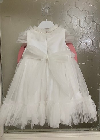 Kız Çocuk Fırfırlı Beyaz Elbise - Görsel 3