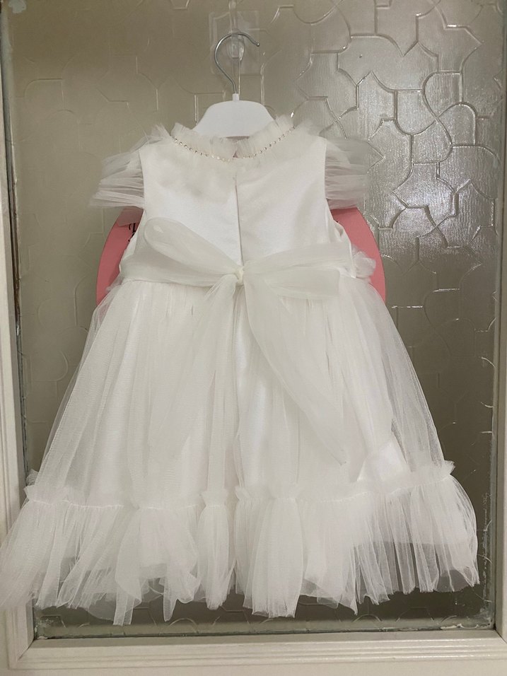 Kız Çocuk Fırfırlı Beyaz Elbise - Görsel 3