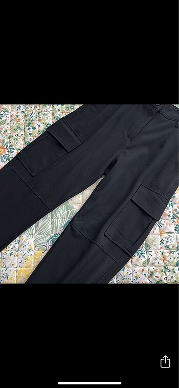 34 Beden Bershka siyah kargo pantolon jean