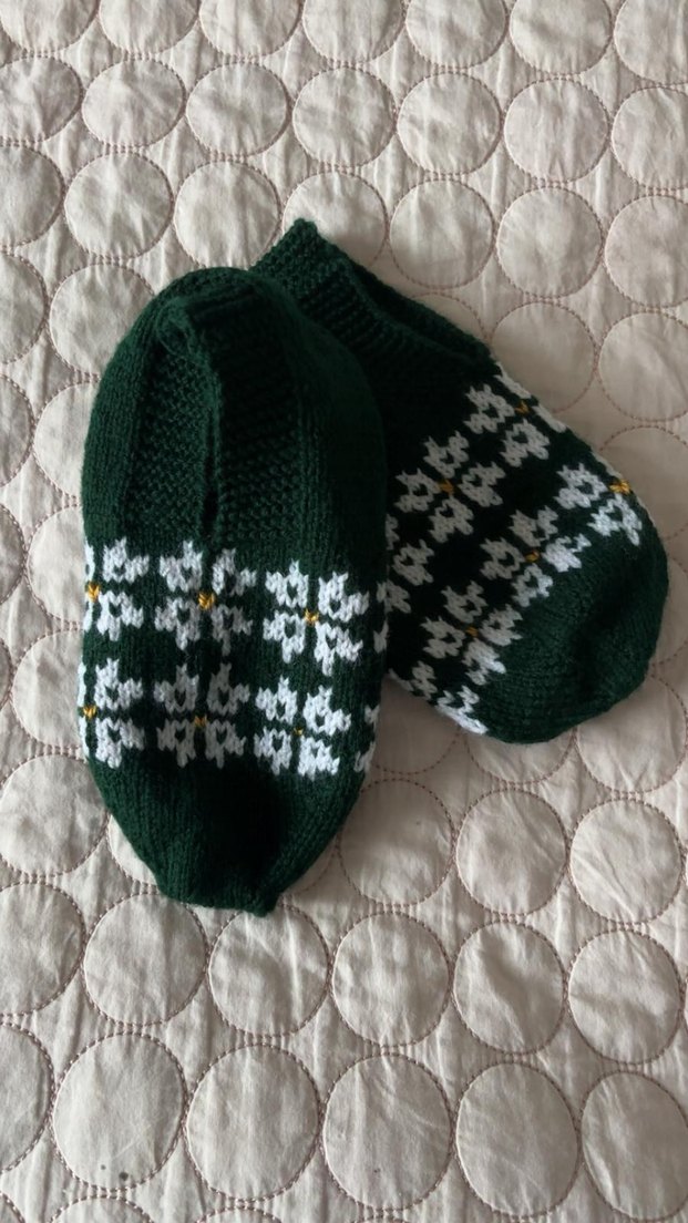 Nakışlı Koyu Yeşil Erkek Çorapları - Görsel 2