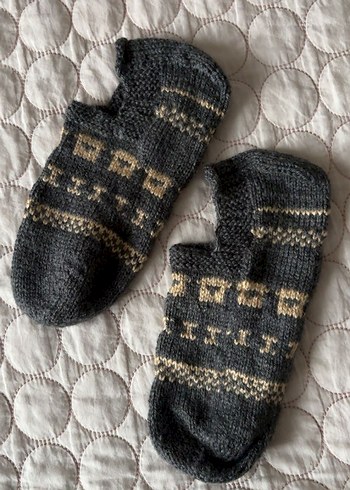 Erkek Gri Örgü Ev Terliği - Görsel 2