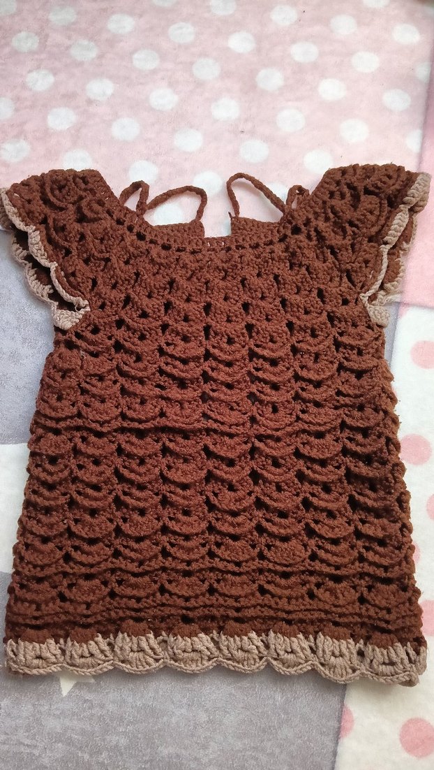 Kız Çocuk Kahverengi Örgü Fırfırlı Yelek - Görsel 2