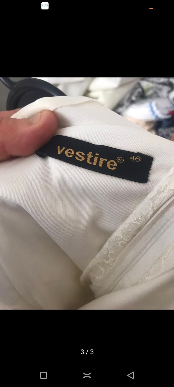 Dantel Kısa Kollu V Yaka Beyaz Gelinlik - Görsel 3