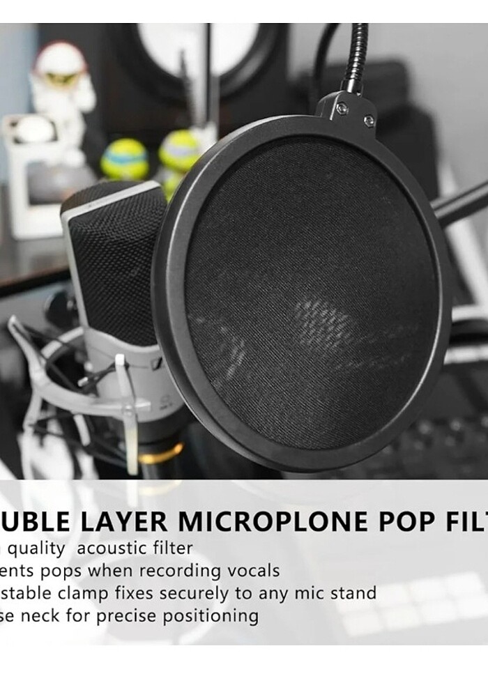 Musiin Mikrofon Rüzgarlık Pop Filtresi Shure TONOR Razer Seiren  - Görsel 2