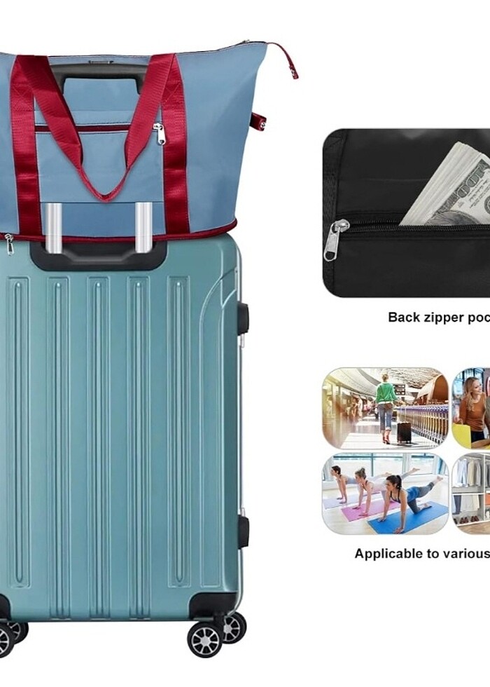 Kadın Seyahat Spor Çantası Hafif Spor Spor Çantası Su Geçirmez H - Görsel 4