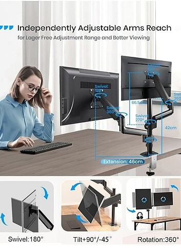 Çift monitör standı 13 ila 32 inç LCD 
