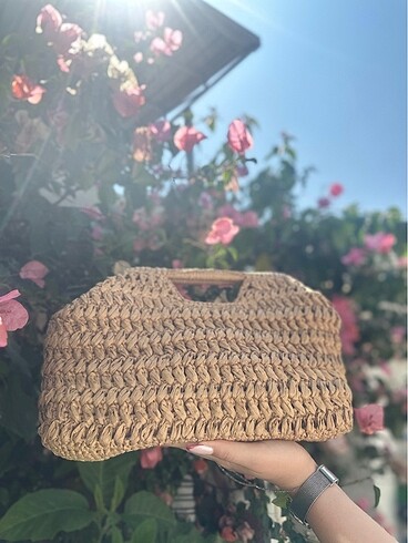 Mango clutch hasır çanta