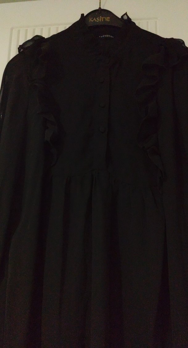 Uzun Kollu Siyah Gotik Uzun Elbise - Görsel 2