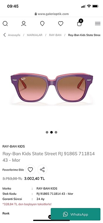 Orjinal Rayban çocuk güneş gözlüğü