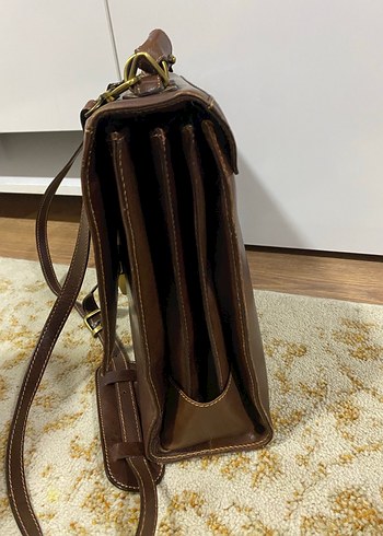 Klasik Vintage Erkek Kahverengi Dana  Deri Evrak Çantası - Görsel 4