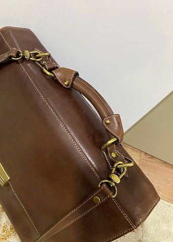 Klasik Vintage Erkek Kahverengi Dana  Deri Evrak Çantası - Görsel 2