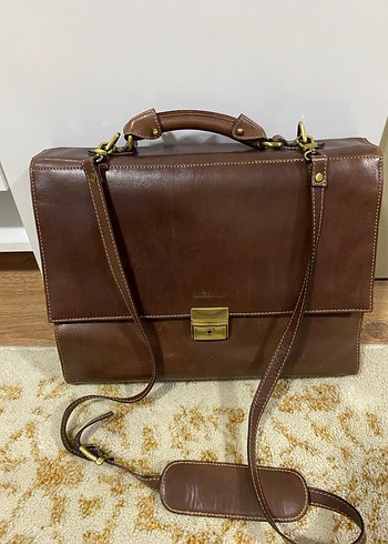 Klasik Vintage Erkek Kahverengi Dana  Deri Evrak Çantası - Görsel 3