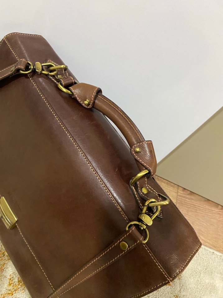 Klasik Vintage Erkek Kahverengi Dana  Deri Evrak Çantası - Görsel 2