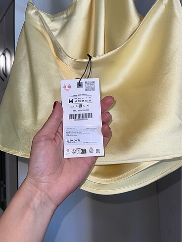 m Beden sarı Renk zara saten yellow butter top